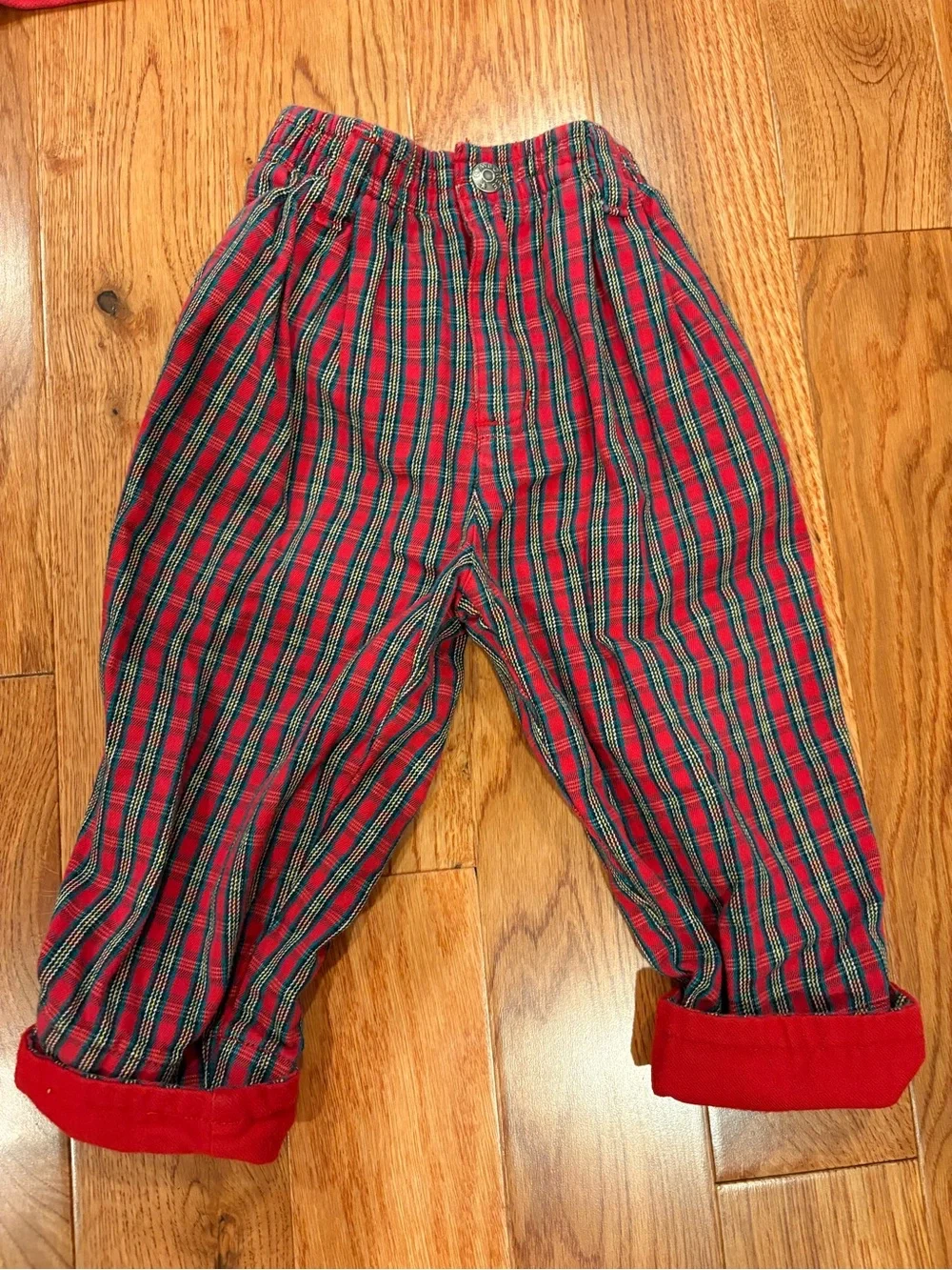 Gymboree Vintage ‘90s Boys Polo Shirt & Plaid Pants Red Holiday Small 3-4 Outfit